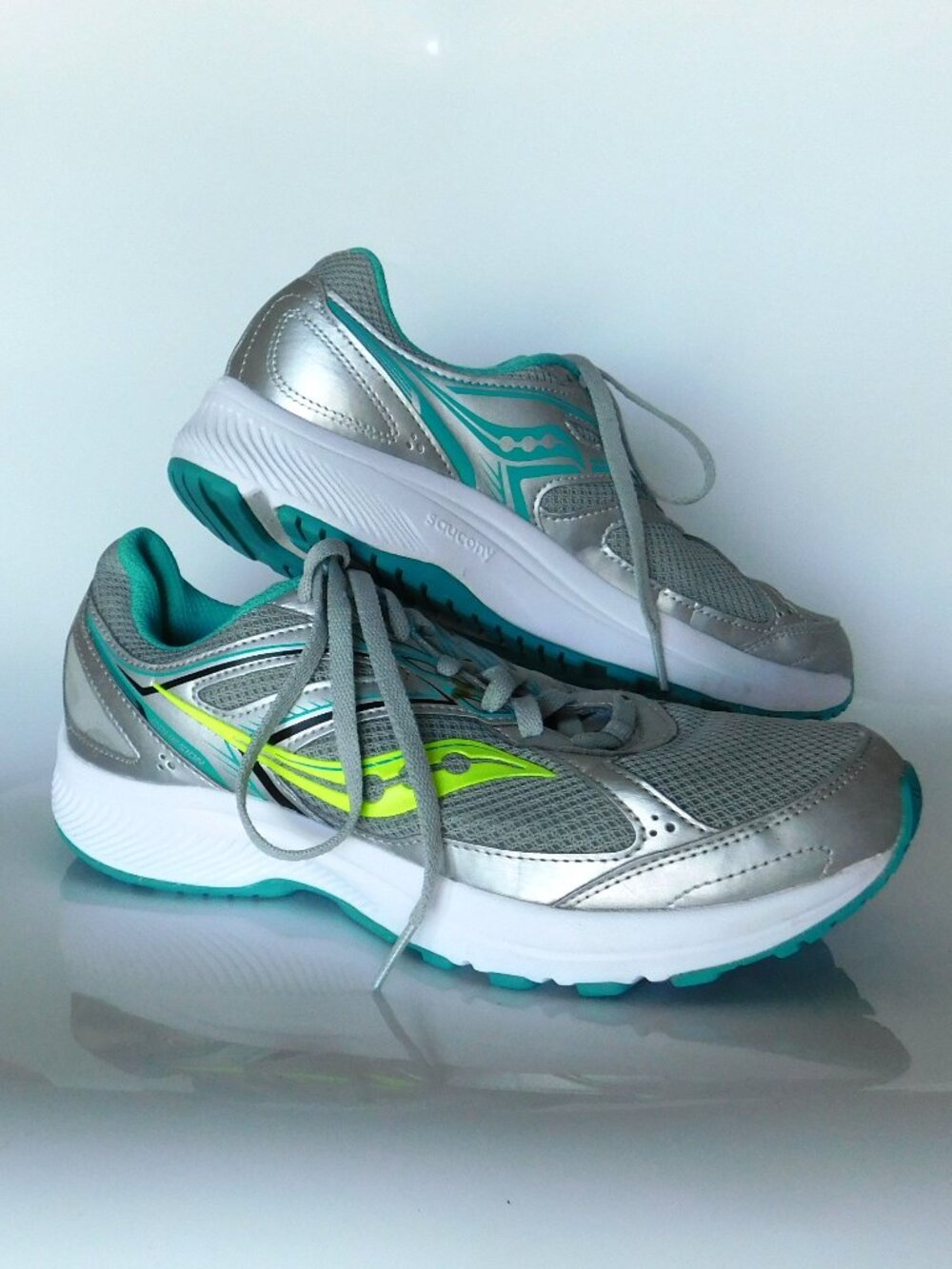 Saucony Silver Teal Neon Green Women's Sneakers